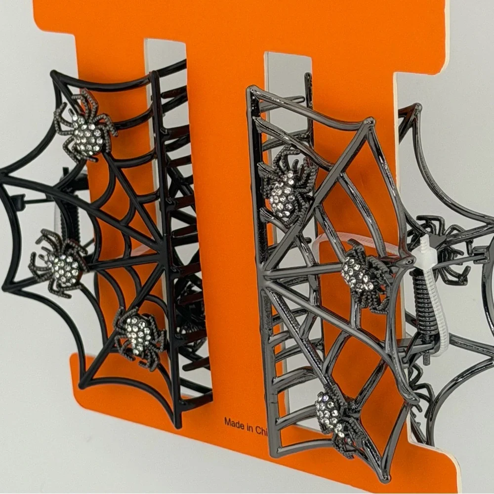Piper K Halloween Goth Spider Web Claw Clips - Set of 2